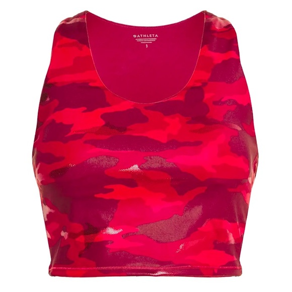 Athleta SupersonicšRed CamoĀ UltimateĀ Printed Crop Top Sports Bra NWT Small A-C - Picture 2 of 10